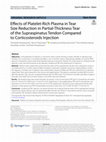 Research paper thumbnail of Effects of Platelet-Rich Plasma in Tear Size Reduction in Partial-Thickness Tear of the Supraspinatus Tendon Compared to Corticosteroids Injection