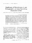 Research paper thumbnail of Significance of thromboxane A2 and prostaglandin I2 in acute necrotizing pancreatitis in rats