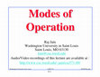 Research paper thumbnail of Modes of Modes of Operation Operation