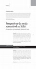 Research paper thumbnail of Perspectivas da moda sustentável na Itália