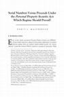 Research paper thumbnail of Serial Numbers Versus Proceeds Under the Personal Property Security Act: Which Regime Should Prevail?