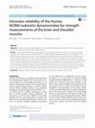 Research paper thumbnail of Intrarater reliability of the Humac NORM isokinetic dynamometer for strength measurements of the knee and shoulder muscles