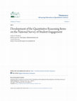 Research paper thumbnail of Development of the Quantitative Reasoning Items on the National Survey of Student Engagement