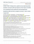 Research paper thumbnail of COVID-19 IDD: Findings from a global survey exploring family members’ and paid staff’s perceptions of the impact of COVID-19 on individuals with intellectual and developmental disabilities (IDD) and their caregivers