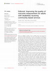 Research paper thumbnail of Editorial: Improving the quality of outcome measurement for adults with disabilities receiving community-based services