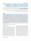 Research paper thumbnail of Investigation into the Effects of Crude Oil on Foam Stability by using Different Low Salinity Water