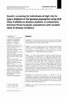 Research paper thumbnail of Genetic screening for individuals at high risk for type 1 diabetes in the general population using HLA Class II alleles as disease markers. A comparison between three European populations with variable rates of disease incidence