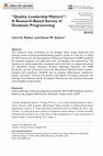 Research paper thumbnail of “Quality Leadership Matters”: A Research-Based Survey of Graduate Programming