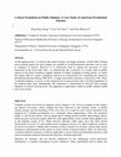 Research paper thumbnail of Critical Transitions in Public Opinion: A Case Study of American Presidential Election