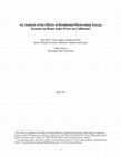 Research paper thumbnail of An Analysis of the Effects of Photovoltaic Energy Systems on Residential Selling Prices in California