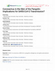 Research paper thumbnail of Coronavirus in the Skin of the Pangolin: Implications for SARS-CoV-2 Transmission?