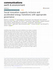 Research paper thumbnail of Social innovation supports inclusive and accelerated energy transitions with appropriate governance