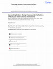 Research paper thumbnail of Book Review: Rohan Mukherjee, Ascending Orders: Rising Powers and the Politics of Status in International Institutions