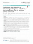 Research paper thumbnail of Development of an algorithm for determining smoking status and behaviour over the life course from UK electronic primary care records