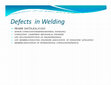 Research paper thumbnail of DEFECTS IN WELDING