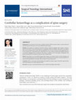 Research paper thumbnail of Cerebellar hemorrhage as a complication of spine surgery