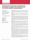 Research paper thumbnail of Socioeconomic status does not influence the presentation of patients with inguinal hernia at an urban Canadian teaching hospital