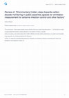 Research paper thumbnail of Review of: "[Commentary] India’s steps towards carbon dioxide monitoring in public assembly spaces for ventilation measurement for airborne infection control and other factors