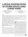 Research paper thumbnail of A Critical Discourse Review of the Rene Colato Laínez' Literary Works