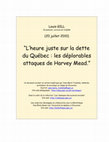 Research paper thumbnail of heure juste sur la dette du Québec