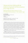 Research paper thumbnail of Observaciones bibliográficas sobre la impresión de diccionarios en el Siglo de Oro Bibliographical Observations on the Printing of Dictionaries in the Golden Age