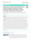 Research paper thumbnail of Comparative implementation-effectiveness of three strategies to perform hearing screening among older adults in primary care clinics: study design and protocol