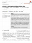 Research paper thumbnail of Hoftsede's cultural dimensions and corporate social responsibility in online communication: Are they independent constructs?