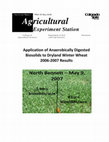 Research paper thumbnail of Application of anaerobically digested biosolids to dryland winter wheat: 2006-2007 results