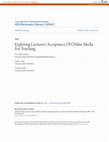 Research paper thumbnail of Exploring Lecturers’ Acceptance Of Online Media For Teaching