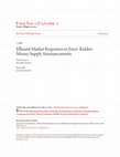 Research paper thumbnail of Efficient Market Responses to Error- Ridden Money Supply Announcements