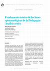 Research paper thumbnail of Fundamento teórico de las bases epistemológicas de la Pedagogía: análisis crítico