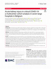 Research paper thumbnail of Acute kidney injury in critical COVID-19: a multicenter cohort analysis in seven large hospitals in Belgium