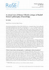 Research paper thumbnail of A critical view of Heiner Ullrich´s critique of Rudolf Steiner´s philosophy of knowledge