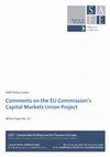 Research paper thumbnail of Comments on the EU Commission's capital markets union project