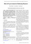 Research paper thumbnail of Role of E-government in Reducing Disasters