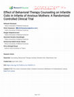 Research paper thumbnail of Effect of Behavioral Therapy Counseling on Infantile Colic in Infants of Anxious Mothers: A Randomized Controlled Clinical Trial