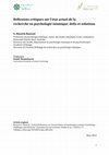 Research paper thumbnail of Réflexions critiques sur l'état actuel de la recherche en psychologie islamique