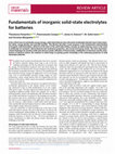 Research paper thumbnail of Fundamentals of inorganic solid-state electrolytes for batteries