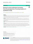 Research paper thumbnail of Research article Individual innovation from the perspective of nursing students: A qualitative study