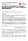 Research paper thumbnail of Effect of Vocabulary Building Instruction on Technical School Students’ Achievement in Algebraic Word Problems in Benue State, Nigeria