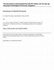 Research paper thumbnail of Variations in World Chineses