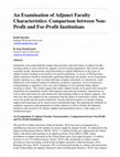 Research paper thumbnail of An Examination of Adjunct Faculty Characteristics: Comparison between Non-Profit and For-Profit Institutions