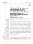 Research paper thumbnail of The Impact of Single Nucleotide Polymorphism in the Long Non-coding MEG3 Gene on MicroRNA-182 and MicroRNA-29 Expression Levels in the Development of Breast Cancer in Egyptian Women