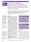 Research paper thumbnail of Effect of dose reduction of supplemental zinc for childhood diarrhoea: study protocol for a double-masked, randomised controlled trial in India and Tanzania