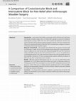 Research paper thumbnail of A Comparison of Costoclavicular Block and Interscalene Block for Pain Relief after Arthroscopic Shoulder Surgery