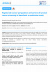 Research paper thumbnail of Registered nurses' perspectives on barriers of cervical cancer screening in Swaziland: a qualitative study