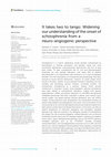 Research paper thumbnail of It takes two to tango: Widening our understanding of the onset of schizophrenia from a neuro-angiogenic perspective