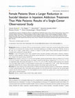 Research paper thumbnail of Female Patients Show a Larger Reduction in Suicidal Ideation in Inpatient Addiction Treatment Than Male Patients: Results of a Single-Center Observational Study