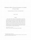 Research paper thumbnail of Explaining the Effect of Financial Development on the Quality of Property Rights