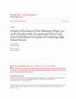 Research paper thumbnail of A Study of the Impact of the Minimum Wage Law on the Employment, Occupational Choice, and School Enrollment Decisions of Graduating High School Seniors